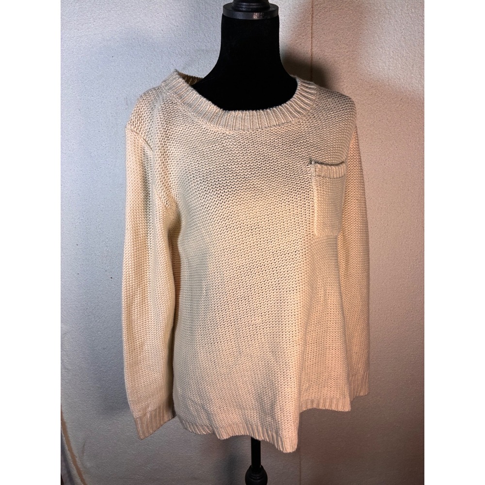Vanilla Bay Sweater Womens Size M Cream Excellent Bow Back Layered Knit Pullover